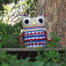Load image into Gallery viewer, Leaping Stitch Owl (Red, White, Blue)