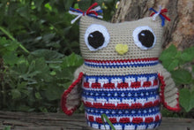 Load image into Gallery viewer, Leaping Stitch Owl (Red, White, Blue)