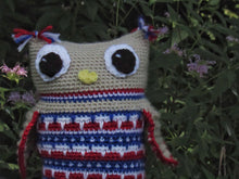 Load image into Gallery viewer, Leaping Stitch Owl (Red, White, Blue)