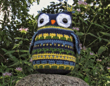Load image into Gallery viewer, Leaping Stitch Owl (Blue, Green, Yellow)