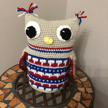 Load image into Gallery viewer, Leaping Stitch Owl (Red, White, Blue)