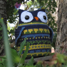 Load image into Gallery viewer, Leaping Stitch Owl (Blue, Green, Yellow)