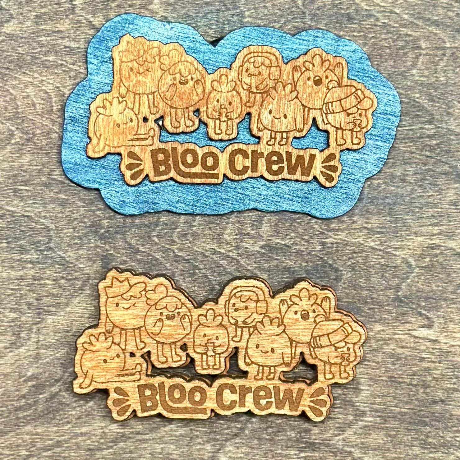 Bloo Crew Blue-Backed Wood Magnet