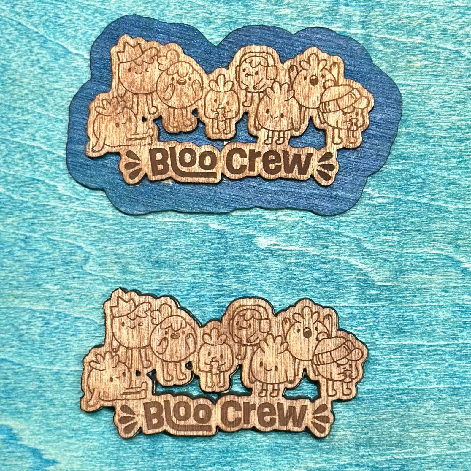 Bloo Crew Blue-Backed Wood Magnet