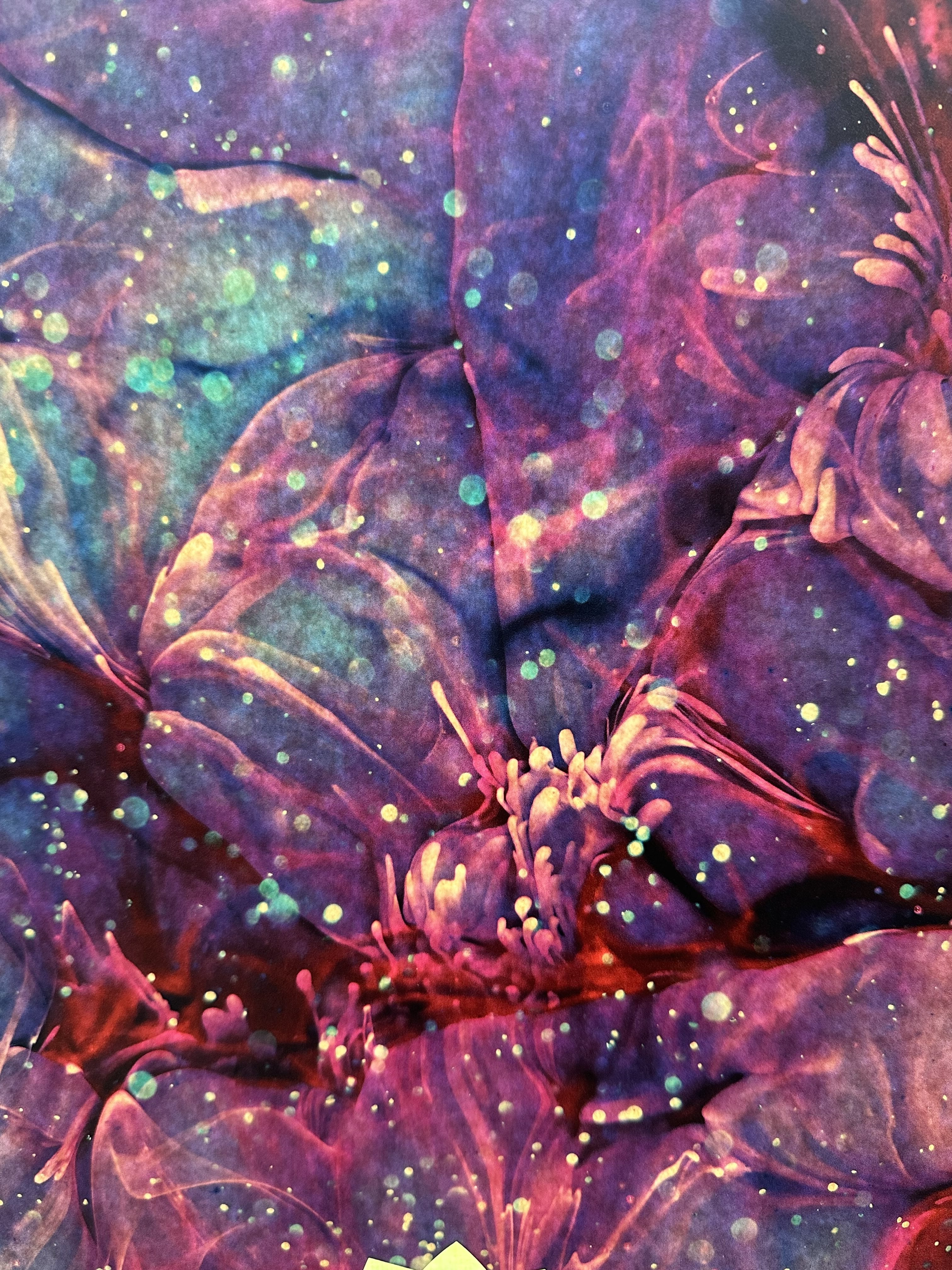 Colorful abstract jellyfish-inspired pattern with a focus on purple and pink hues.