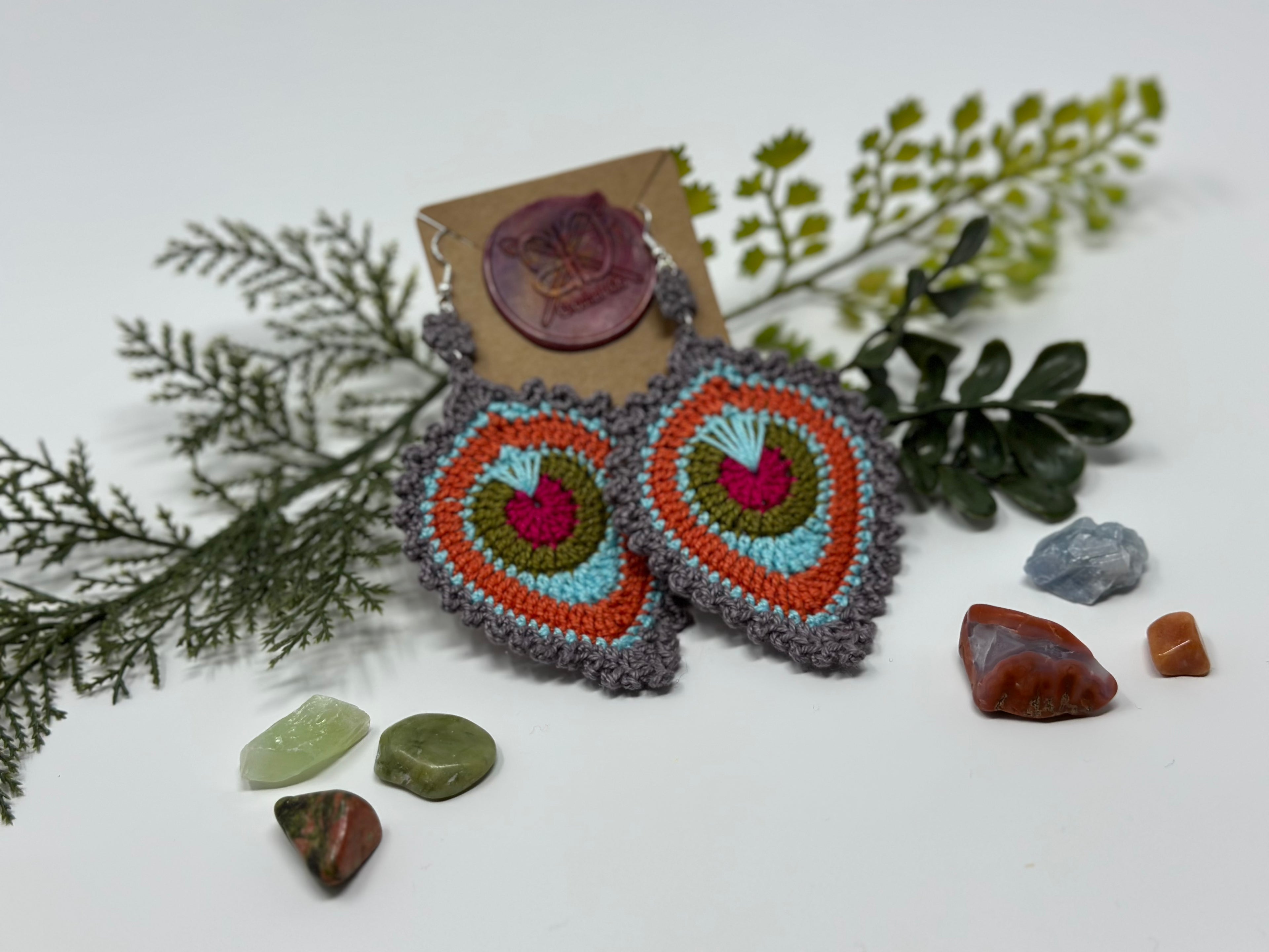 Peacock Feather Earrings - Large