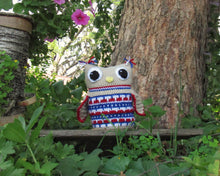 Load image into Gallery viewer, Leaping Stitch Owl (Red, White, Blue)
