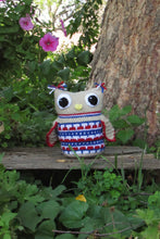 Load image into Gallery viewer, Leaping Stitch Owl (Red, White, Blue)
