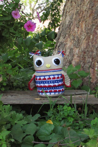 Leaping Stitch Owl (Red, White, Blue)