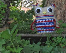 Load image into Gallery viewer, Leaping Stitch Owl (Red, White, Blue)
