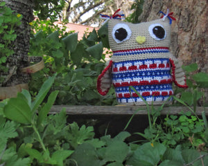 Leaping Stitch Owl (Red, White, Blue)