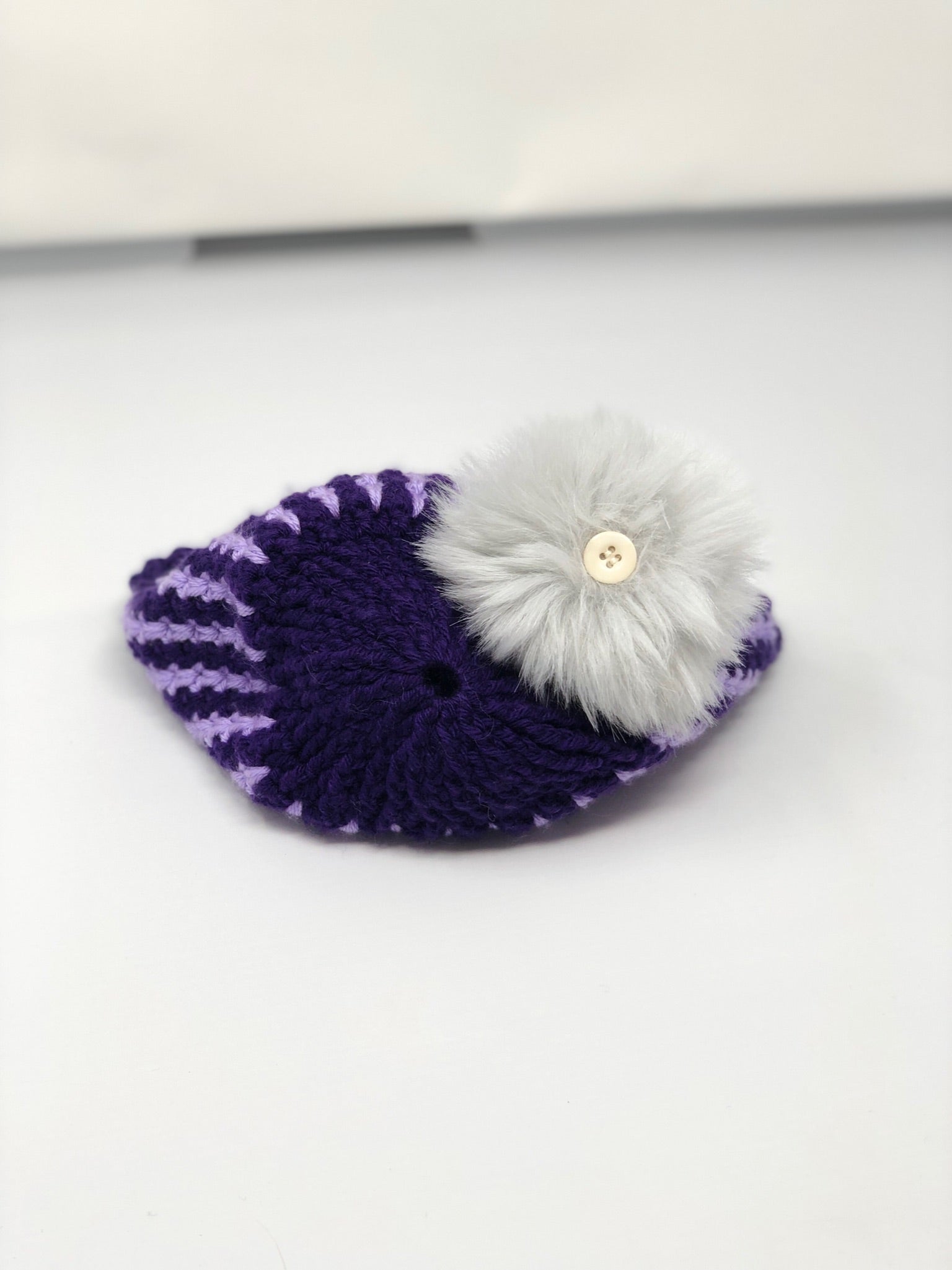 Purple Pom Hat - Size 2T